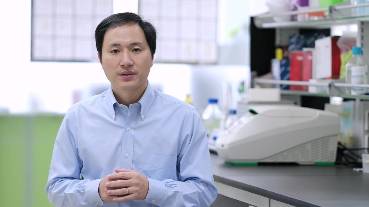 A still frame from a video published by the He Lab on 25 November 2018, showing the researcher He Jiankui