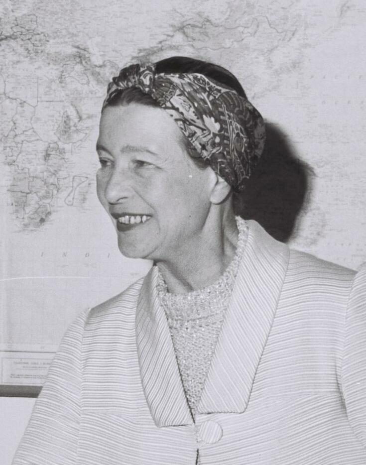 A photograph of Simone de Beauvoir taken on 29 March 1967