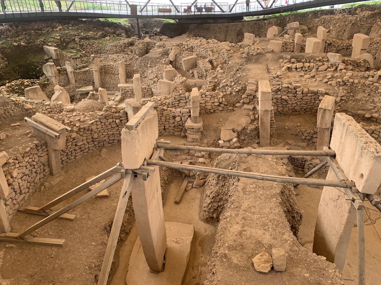 T-shaped limestone pillars arranged in a circular enclosure at Gobekli Tepe