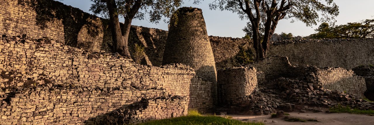 The Conical Tower standing inside the Great Enclosure at Great Zimbabwe