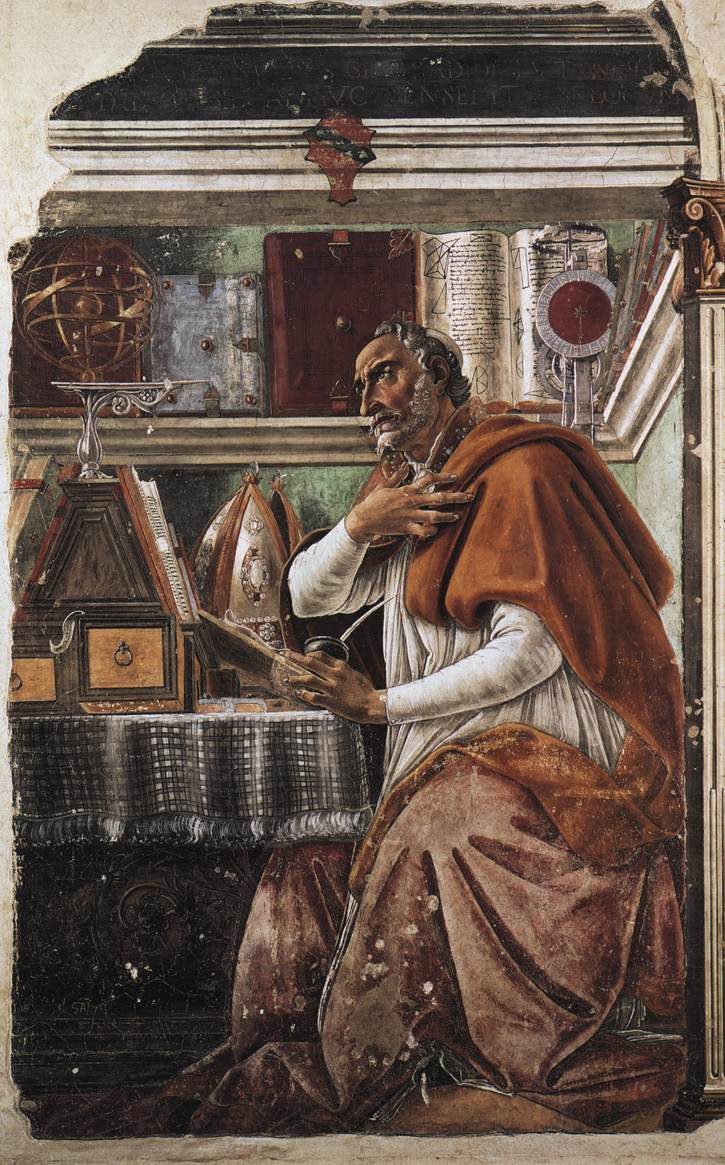 A painting by Sandro Botticelli of Saint Augustine, dated 1480