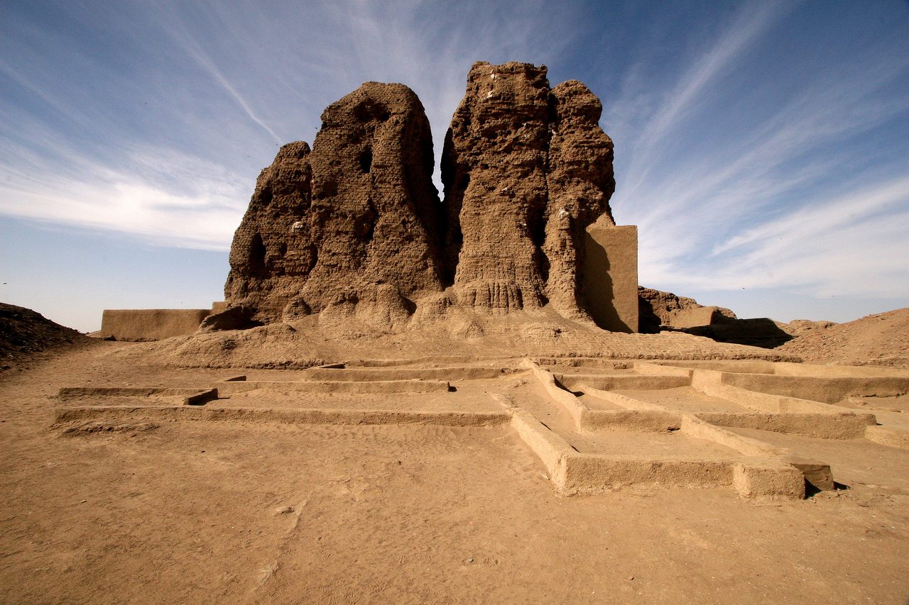 The Western Deffufa, a large mud-brick temple standing in the desert at Kerma, Sudan
