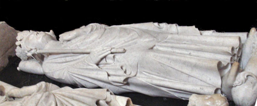 The recumbent stone tomb effigy of King Philip IV of France in the Basilica of Saint-Denis