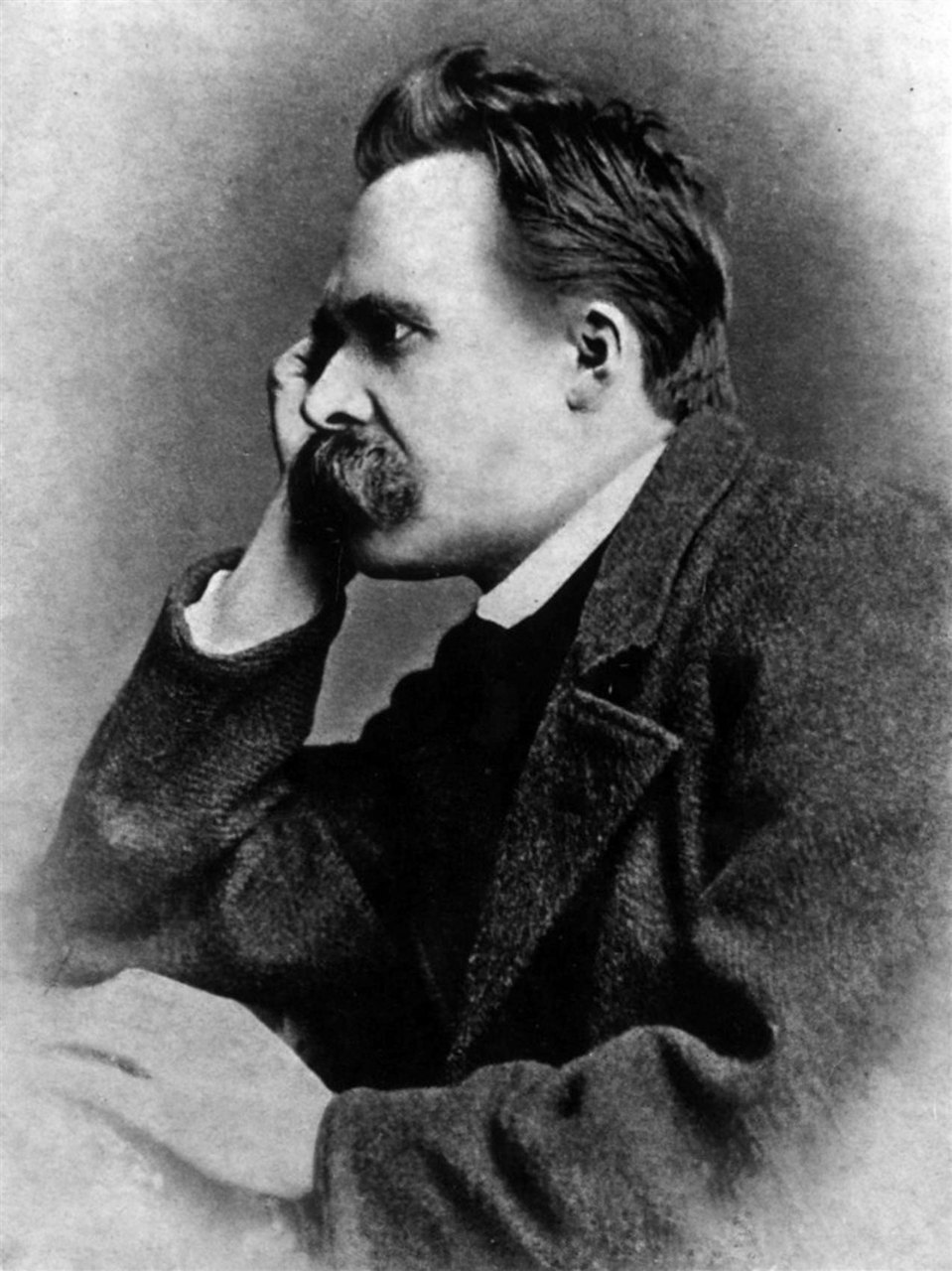 An 1882 studio portrait photograph of the philosopher Friedrich Nietzsche