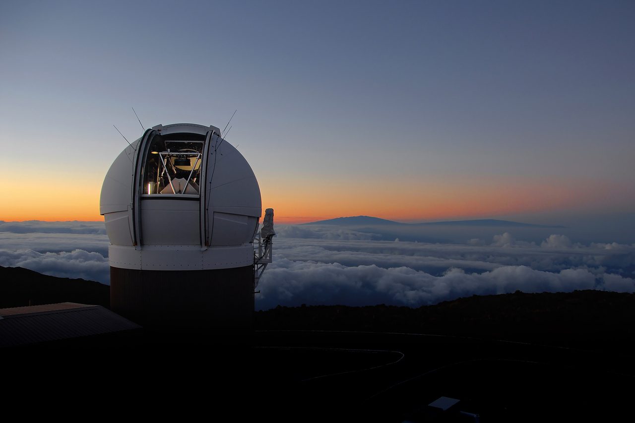 The Pan-STARRS Observatory, a 1.8 m telescope at the summit of Haleakala on Maui, Hawaii