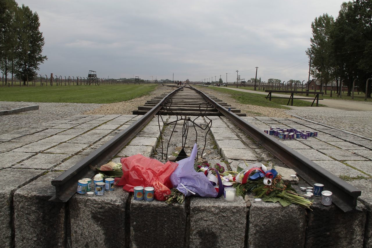 A photograph taken at the site of Auschwitz II, Birkenau, in September 2013