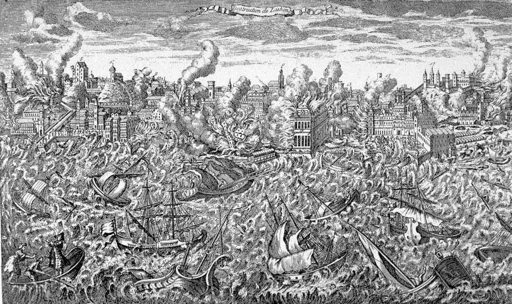 A copper engraving of 1755 recording the Lisbon earthquake, from the Jan Kozak Collection at the Earthquake Engineering Online Archive