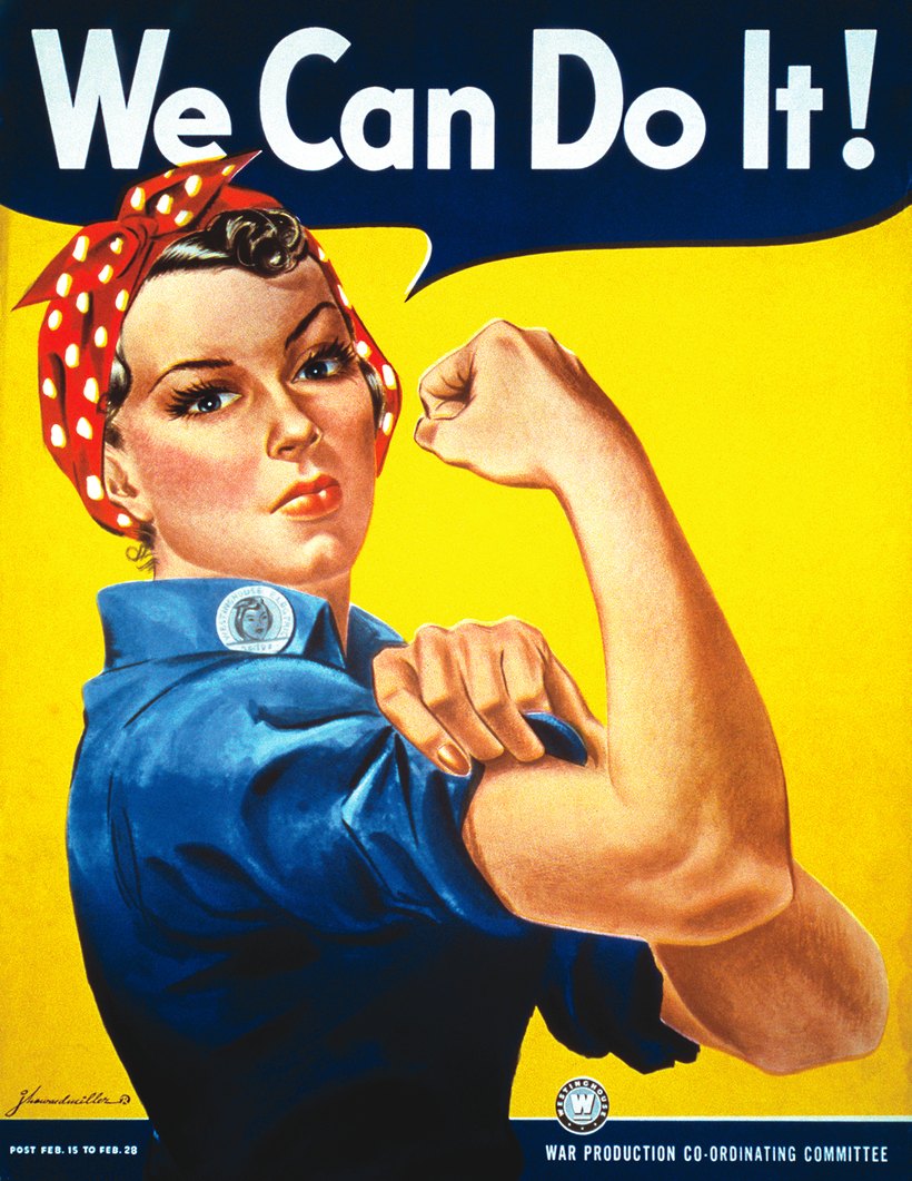 The 'We Can Do It!' poster: a woman in a red-and-white polka-dot bandana flexing her bicep above the caption 'We Can Do It!'