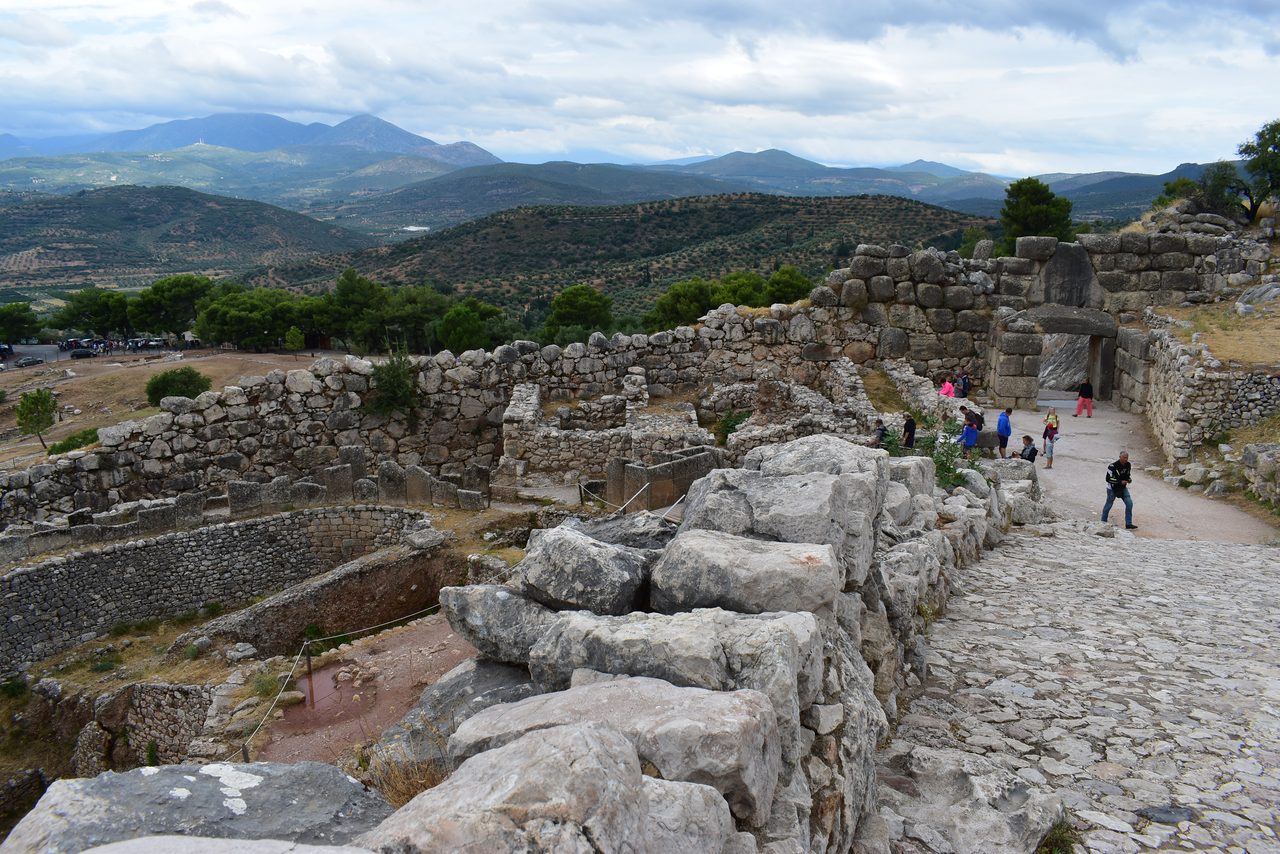 The Lion Gate, the main entrance to the Bronze Age citadel of Mycenae, Greece