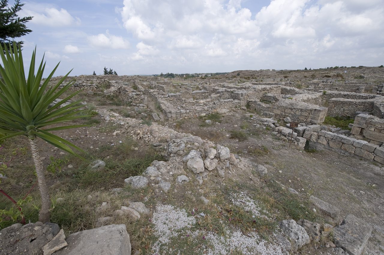A wide view of the excavated ruins of Ugarit, Ras Shamra, Syria