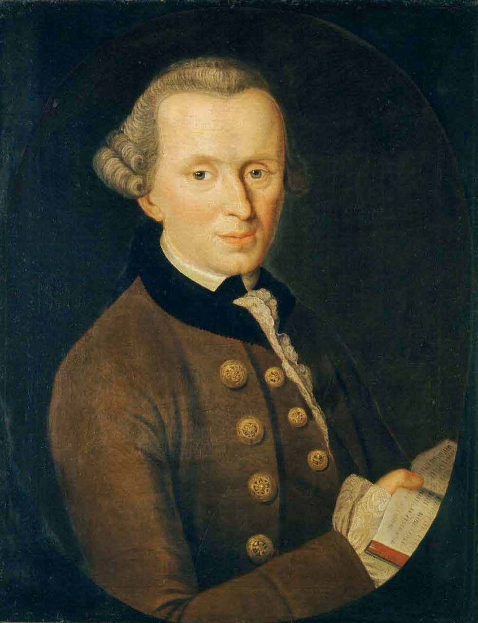 A painted portrait of Immanuel Kant by Johann Gottlieb Becker, dated 1768, in the collection of the Schiller-Nationalmuseum at Marbach am Neckar