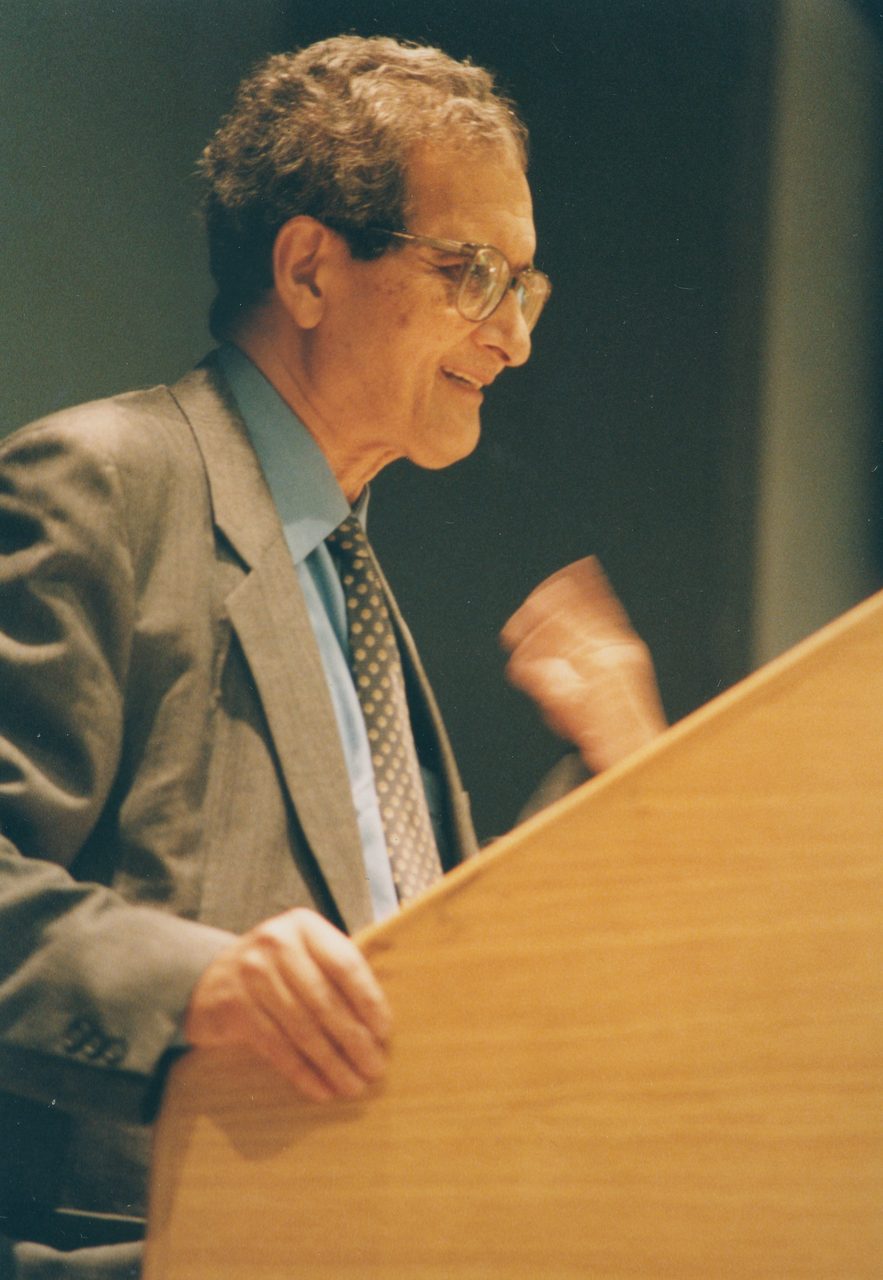 A portrait photograph of the economist and philosopher Amartya Sen, dated circa 2000
